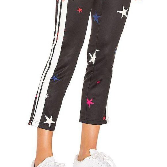 PAM & GELA Star Cropped Track Pants Black w/ Stars - Picture 4 of 5